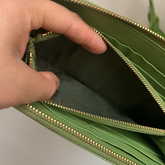 Prada Green Saffiano  Leather Zip Around Wallet - Picture 3 of 8